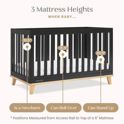 Delta Children Frankie 4-in-1 Convertible Crib - Greenguard Gold Certified, Black with Natural