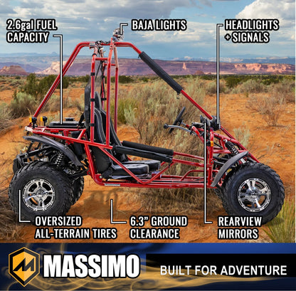Massimo GKA 200 169cc EFI Adult Go Kart with 10HP Engine, 2WD Off-Road Go Cart, Dual Seats, Red