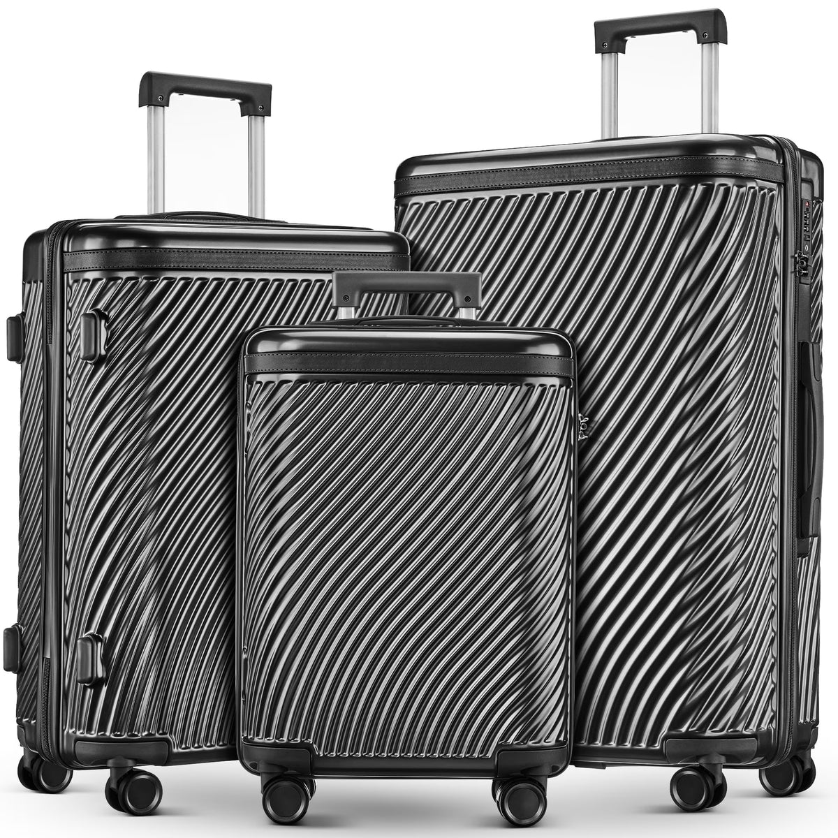 3 Piece Luggage Sets Hard Shell Suitcase Set with Spinner Wheels for Travel Trips Business 20" 24" 28", Rose Gold