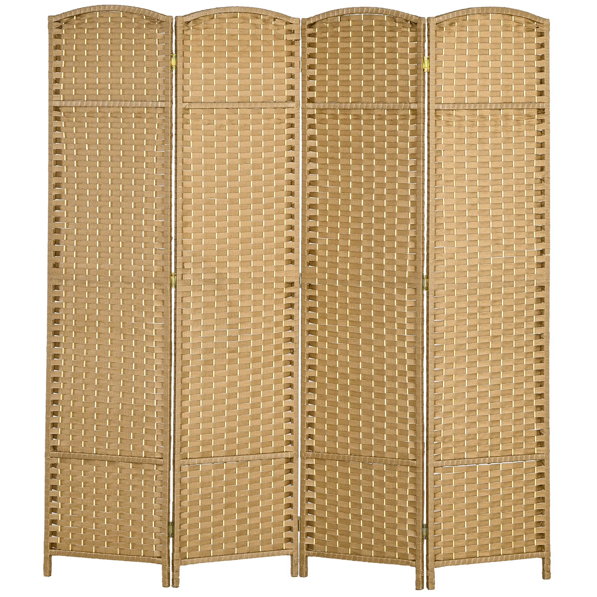 HOMCOM 4 Panel Room Divider Freestanding Folding Privacy Screen Nature Wood