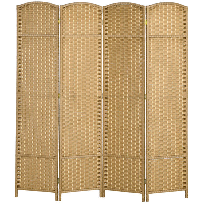 HOMCOM 4 Panel Room Divider Freestanding Folding Privacy Screen Nature Wood