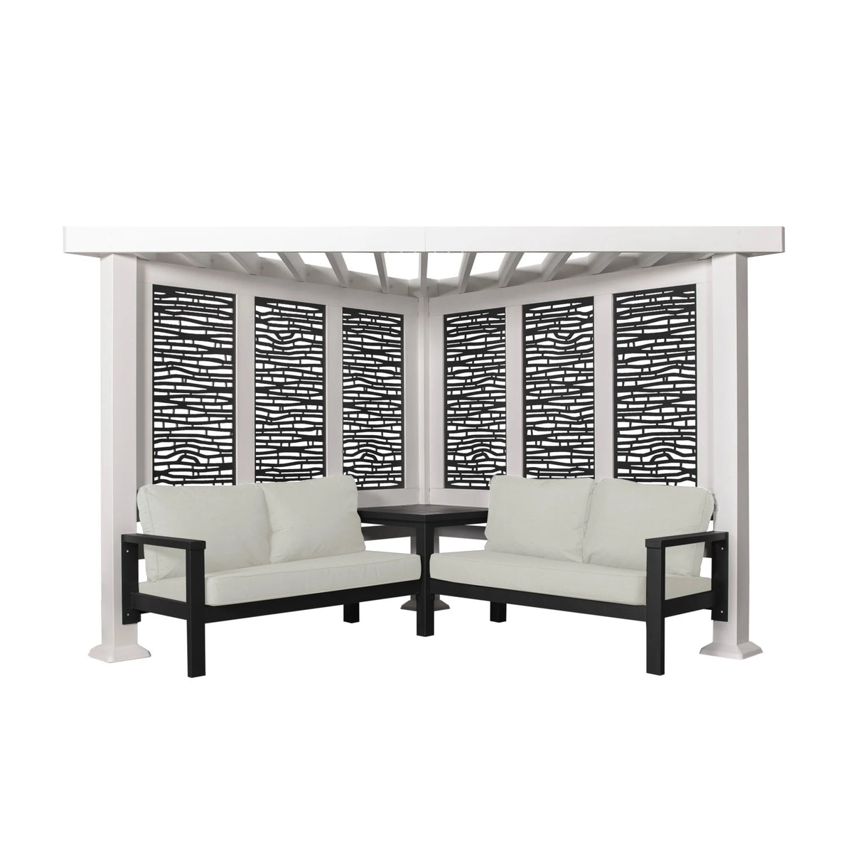 Backyard Discovery Ridgedale 12x8' Galvanized Steel Cabana Corner Pergola, Canopy, Seating