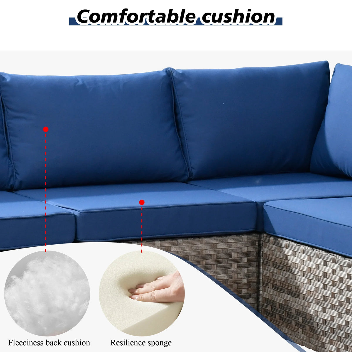 Ovios 12 Pieces Outdoor Furniture All Weather Wicker Patio Conversation Sectional Sofa Set with Side Table for Garden Backyard