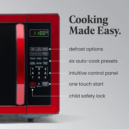 Farberware Stainless Steel Countertop Microwave Oven with Child Lock, 1.1 Cu Ft Black Stainless