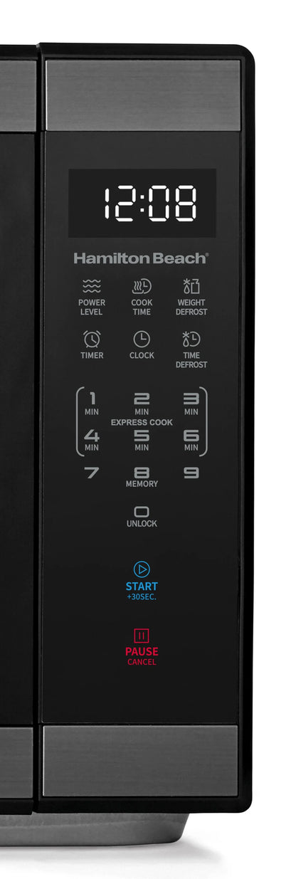 Hamilton Beach 1.1 cu ft Countertop Microwave Oven, Black and Stainless Steel