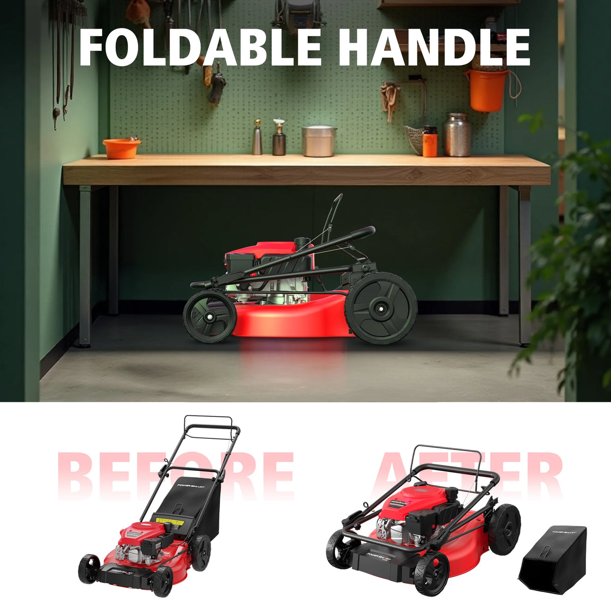 PowerSmart 21" 170cc Gas Self-Propelled Lawn Mower, with 6-Position Height Adjustment
