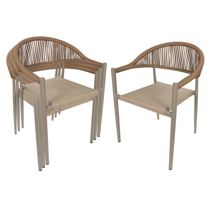 Vmopu New Set of 4 Gray Outdoor  Stackable Dining Chair, PE Rattan for Bistro Restaurant Garden