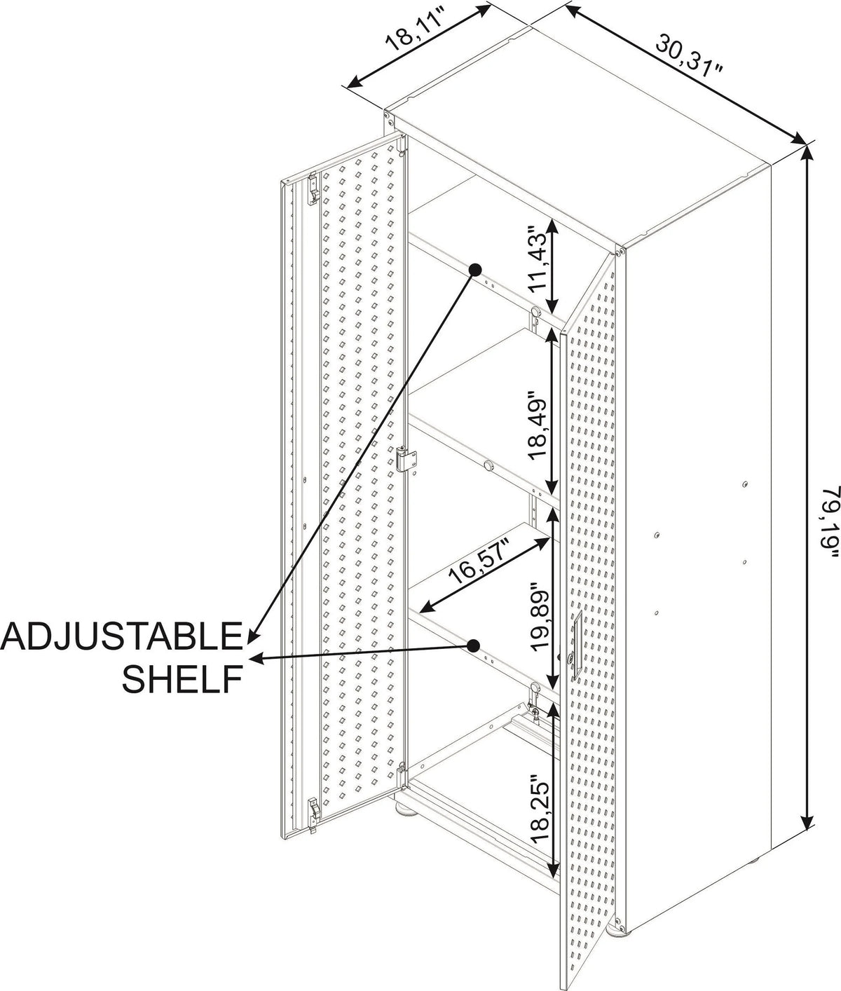 Fortress Textured Metal 75.4" Garage Cabinet with 4 Adjustable Shelves y