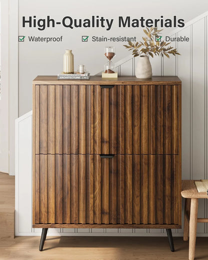 Smart FENDEE Shoe Cabinet with 2 Flip Drawers Freestanding 24 Pair Shoe Storage Cabinet for Entryway