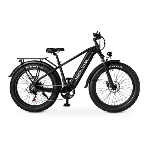 26" Ozark Trail M.3 Ranger+ Electric Fat Tire Bike, 48V, Class 2, Black, Fits Riders 5'2" - 6'1", Adult