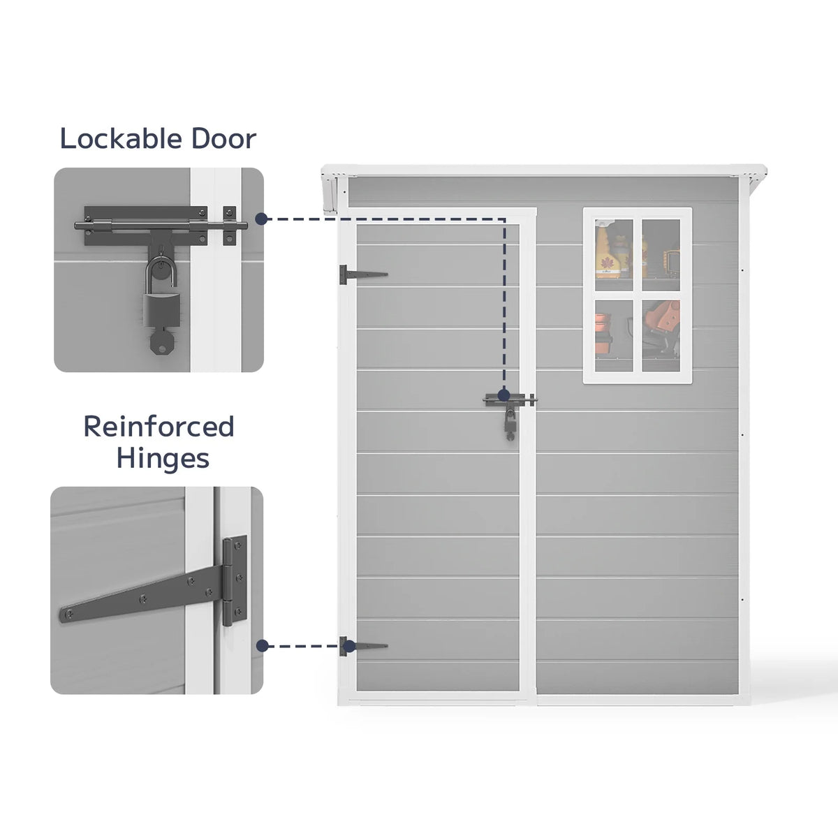 5x3ft��16.6 sq. ft.�� Outdoor Storage Shed, Asofer Resin Storage Shed, Plastic Garden Shed for Garden, Gray
