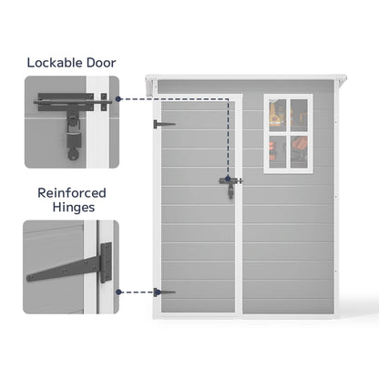 5x3ft��16.6 sq. ft.�� Outdoor Storage Shed, Asofer Resin Storage Shed, Plastic Garden Shed for Garden, Gray