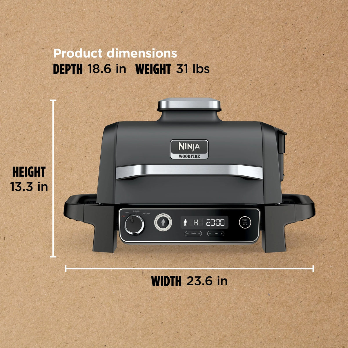 Ninja Woodfire 3-in-1 Outdoor Grill, Master Grill, BBQ Smoker, & Outdoor Air Fryer with Woodfire Technology, OG700