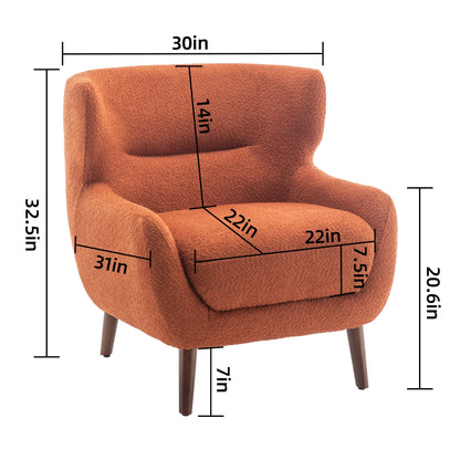 ALEAVIC White Accent Chair Upholstered Armchair with Solid Wood Legs