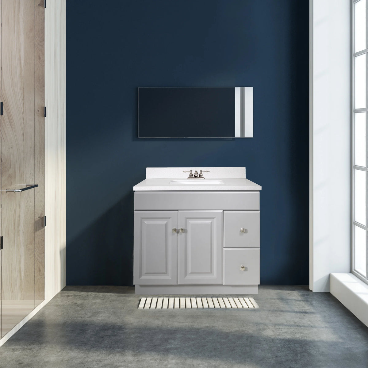 Design House Wyndham 36" Solid Wood Ready to Assemble 2-Door and 2-Drawer Bathroom Vanity Cabinet, White