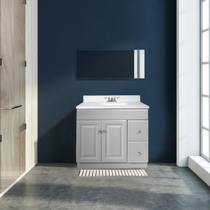 Design House Wyndham 36" Solid Wood Ready to Assemble 2-Door and 2-Drawer Bathroom Vanity Cabinet, White