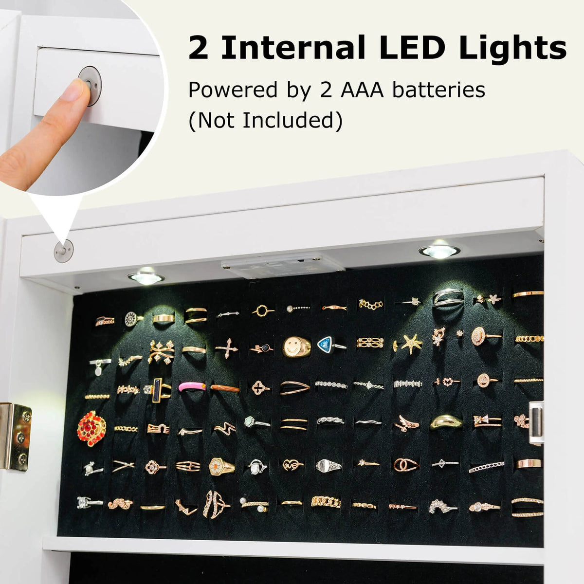 Costway Contemporary MDF Jewelry Cabinet with LED Lights in Brown