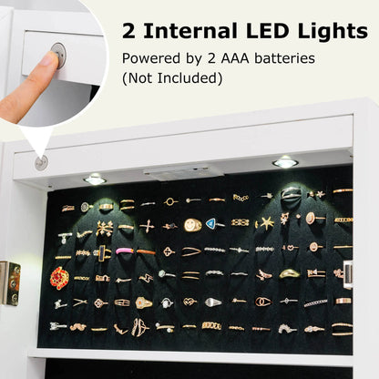 Costway Contemporary MDF Jewelry Cabinet with LED Lights in Brown