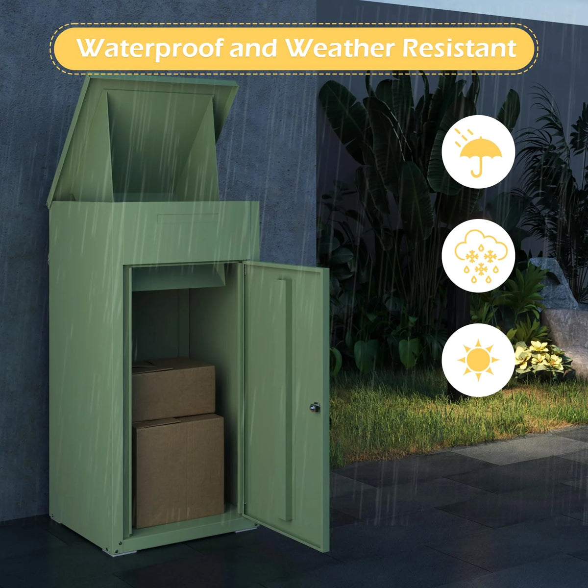 AECOJOY Package Delivery Boxes for Outside Parcel Drop Box Outdoor Storage Box Wall Mounted Express Mail Package Delivery Box 17" x 16" x 38.3" Black