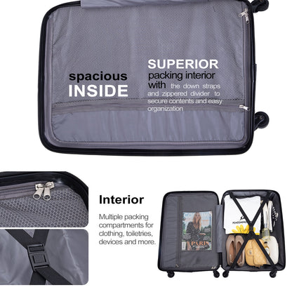 Tripcomp Hardside Luggage Set 3-Piece Set (21/25/29) Lightweight Suitcase 4-Wheeled Suitcase Set(Purple)