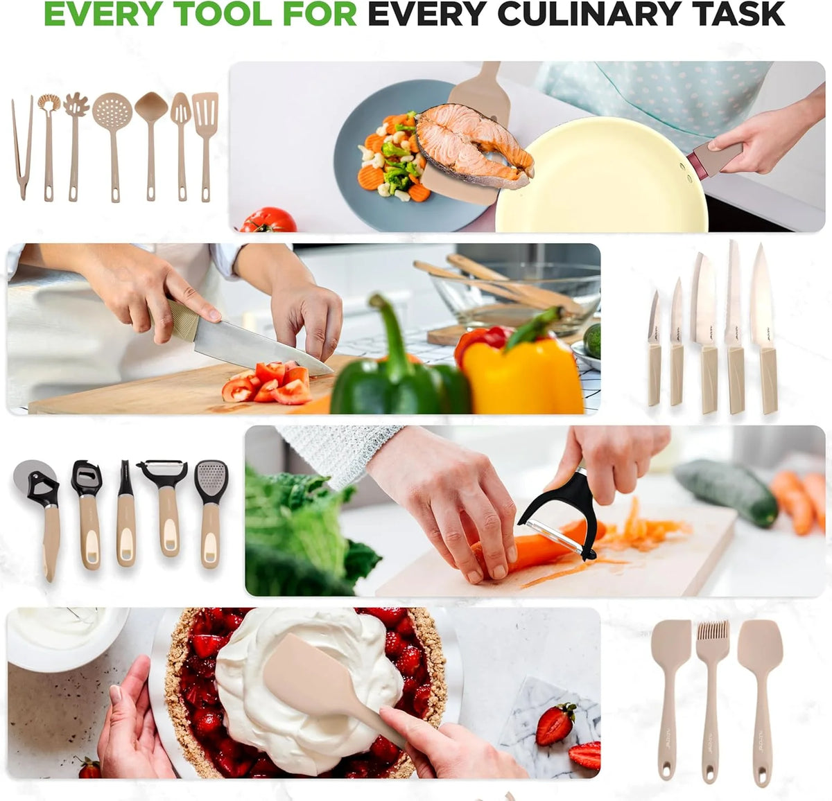 54-Piece Kitchen Cookware Set �C Complete Non-Stick Ceramic Pots and Pans Set with Utensils, Bakeware, and Knife Set, Gas, Electric & Induction Compatible, Blush Pink Kitchen Essentials