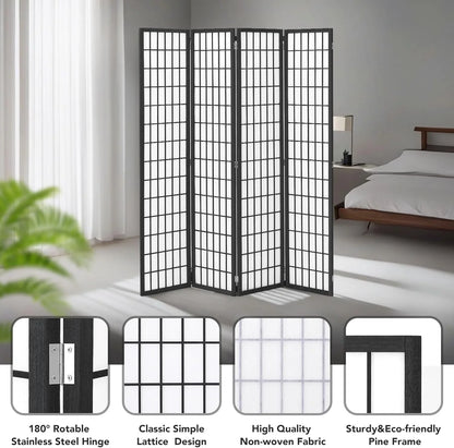 JOSTYLE Room Divider Wall Shoji Screen, 6 Panel Folding Privacy Screen for Room Separation, Japanese Wood Room Divider Screen, 5.9 Ft, Natural