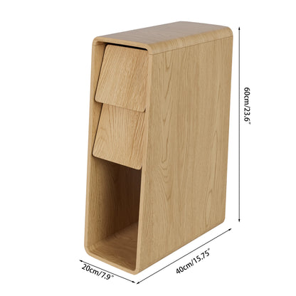 End Tables Set of 2, Small Side Table, Slim Side Table, Wood 2 Drawer Narrow Nightstand