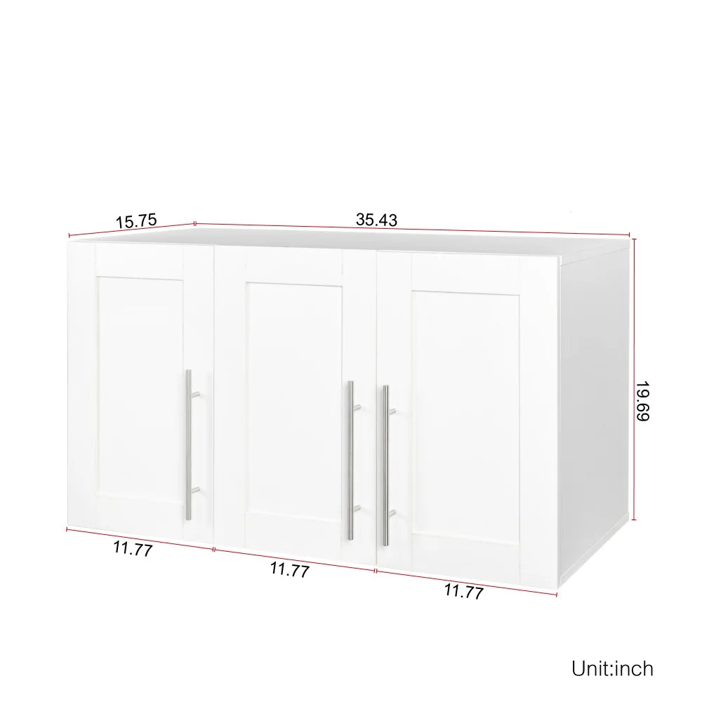 Stackable Wall Cabinet,Solid Wood Storage Cabinet with Adjustable Shelves and Doors,Console Table Side Table for Hallway,Sideboard Buffet Cupboard for Kitchen, 15.75" D x 15.75" W x 70.87" H, White
