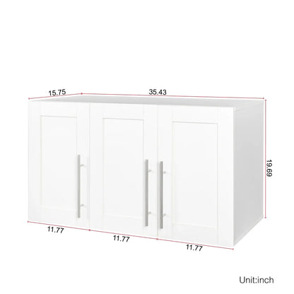 Stackable Wall Cabinet,Solid Wood Storage Cabinet with Adjustable Shelves and Doors,Console Table Side Table for Hallway,Sideboard Buffet Cupboard for Kitchen, 15.75" D x 15.75" W x 70.87" H, White