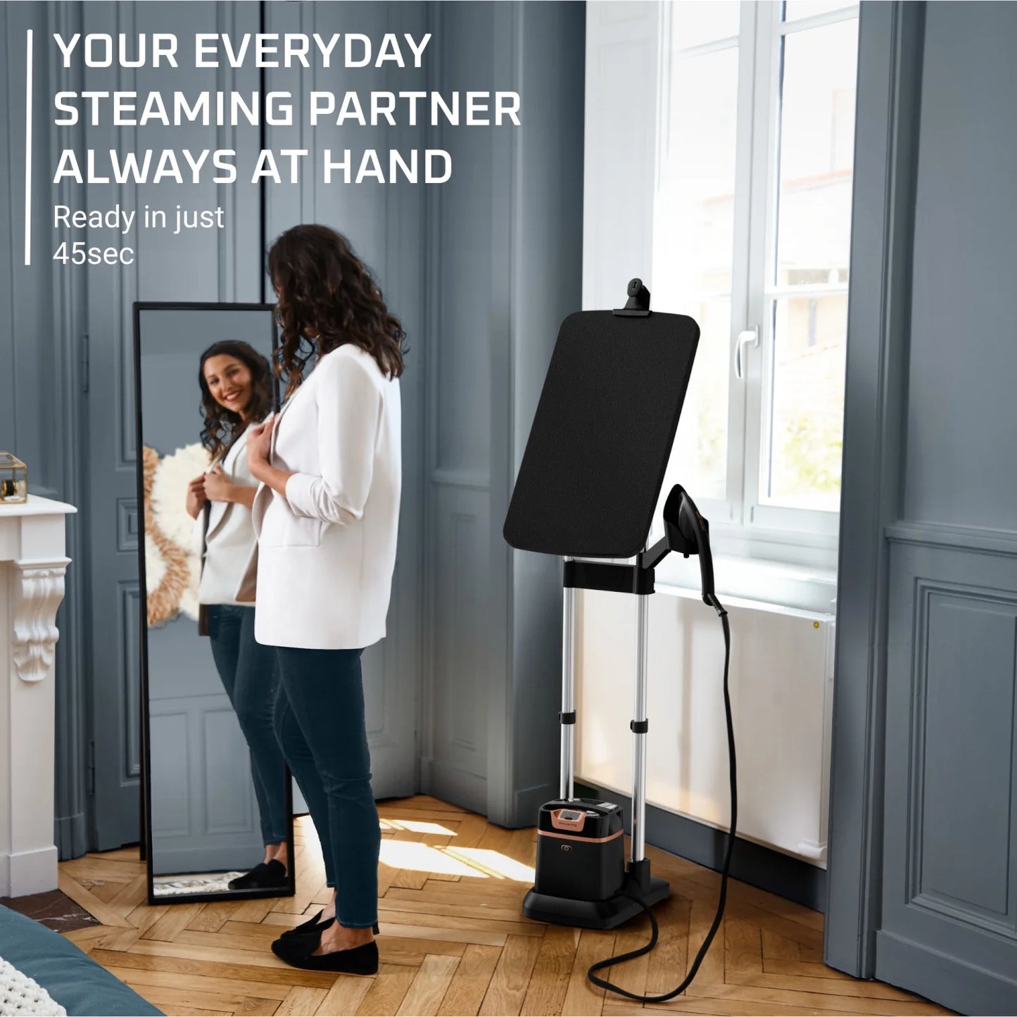 Rowenta IXEO Full Size Steamer for Clothes with Ironing Board, Garment Steamer, 65 Inch, 1500 Watts, Portable, QR1410