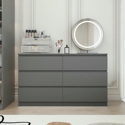 Kadyn Modern 6 Drawer Dresser Wood Cabinet,Dresser for Bedroom, Kitchen Storage Cabinet with Drawers, Chest of Drawers(Black)