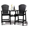 Tall Adirondack Chairs Set of 2，Outdoor Adirondack Barstools with Double Connecting Tray Patio Stools Weather Resistant for Outdoor Deck Lawn Pool Backyard,Grey