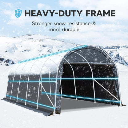 Erommy 12 x 24 FT Heavy Duty Carport, Outdoor Anti-Snow All Covered  Portable Garage with Reinforced All-Steel Frame for Car, Truck, Boat