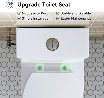 HOROW Compact One Piece Toilet with Comfort Seat ADA Height 17.3" Elongated Dual Flush 0.8/1.28 GPF