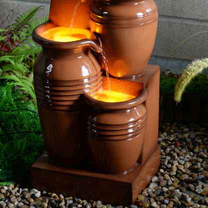 Teamson Home 28.74" Solar Water Fountain with LED Lights, Navy