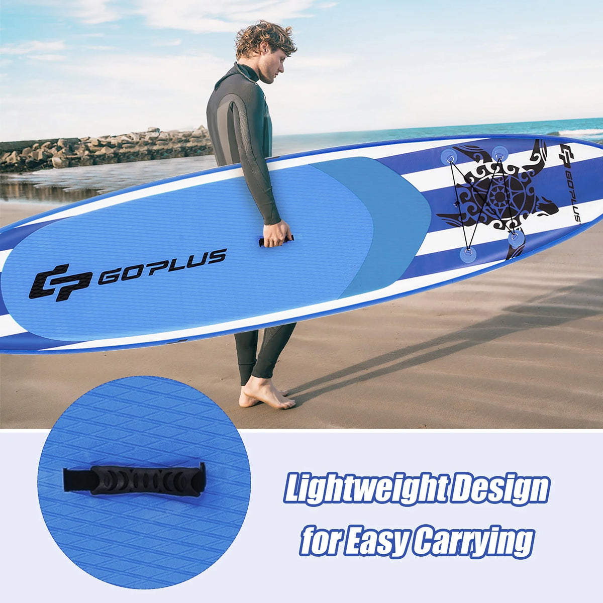 Goplus 11’ Inflatable Stand Up Paddle Board SUP W/Carrying Bag Aluminum Paddle Navy