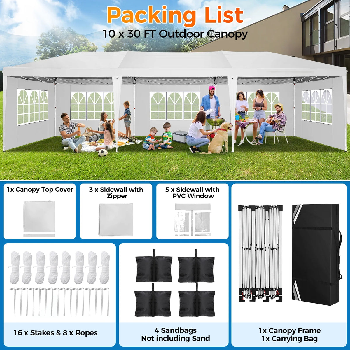 SANOPY 10'x10' EZ Pop Up Canopy Tent Outdoor Party Instant Shelter Portable Folding Beach Canopy with 4 Sandbag & Carrying Bag, Black
