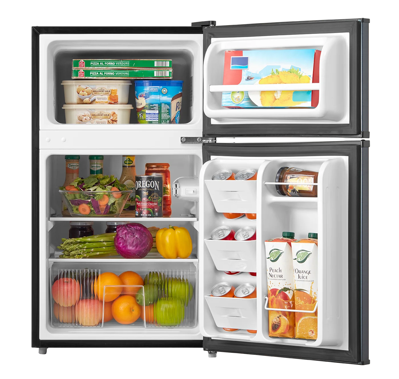 Arctic King 3.2 Cu ft Two Door Mini Fridge with Freezer, Stainless Steel, E-Star