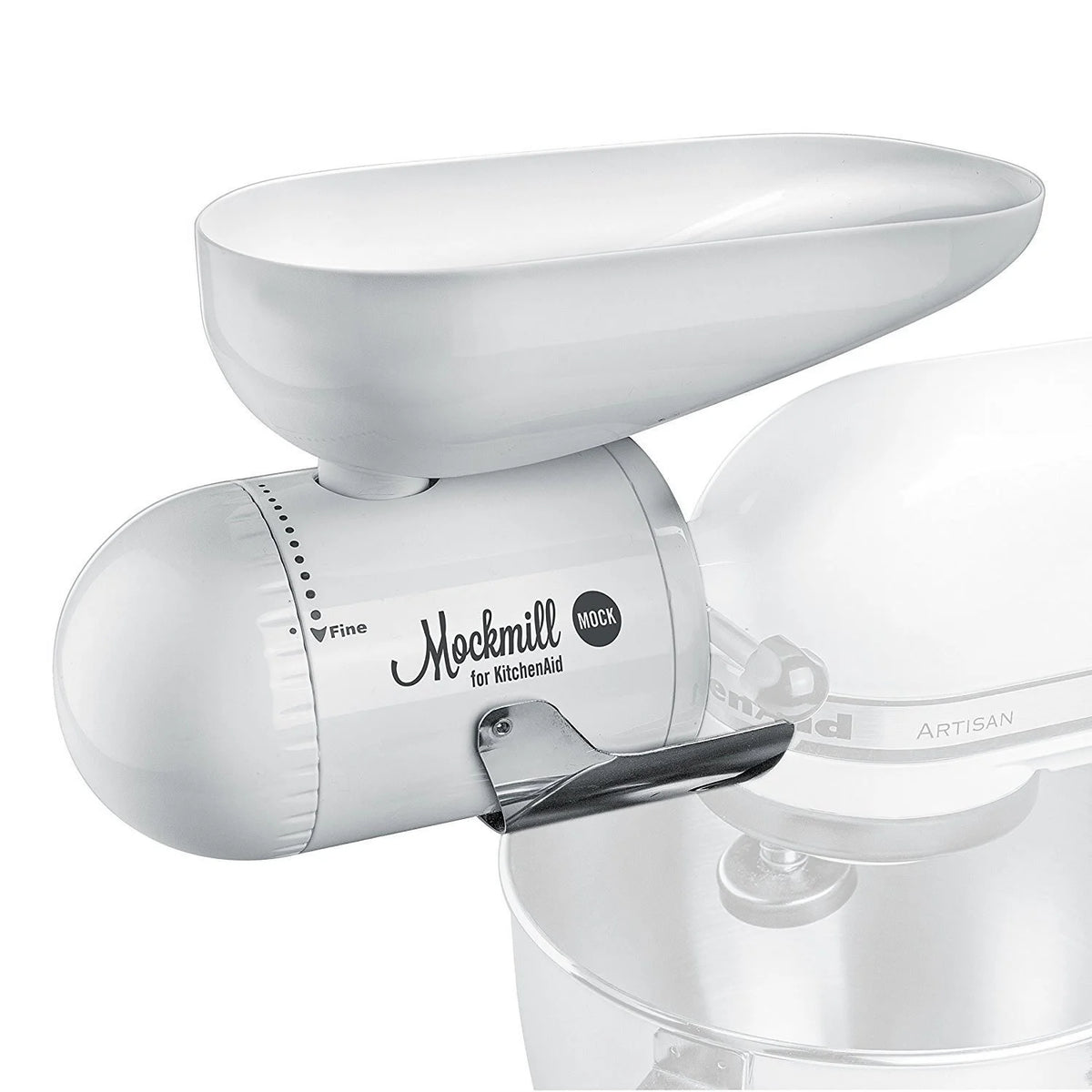 Wolfgang Mock  Mockmill KitchenAid White Metal and Ceramic Grain Mill Attachment