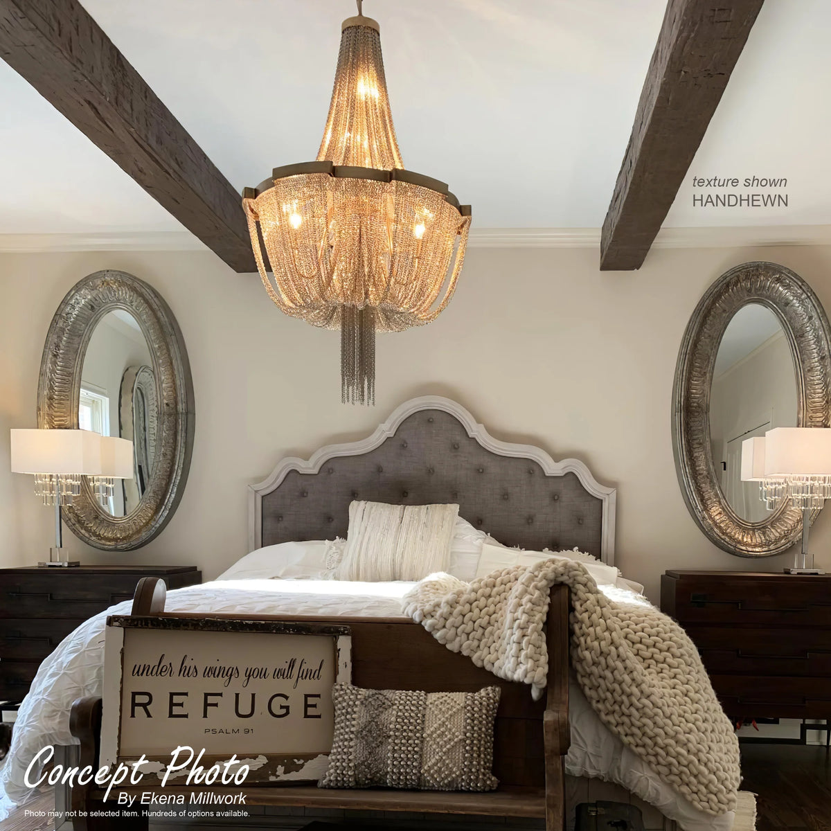 12"W x 8"H x 18'L 3-Sided (U-beam) Hand Hewn Endurathane Faux Wood Ceiling Beam, Factory Prepped