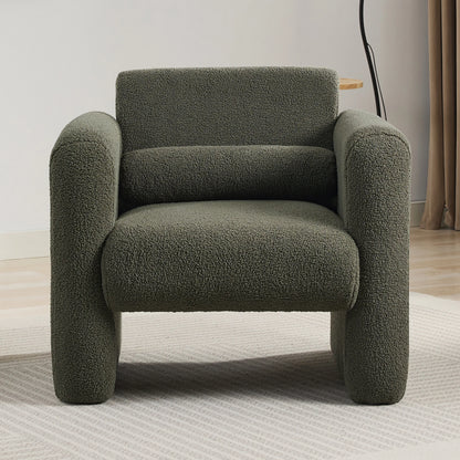 Euroco Modern Accent Chair Lambskin Sherpa Fabric Upholstered Comfy Reading Arm Chair Soft Padded Armchair with Back and Pillow,Burnt Orange