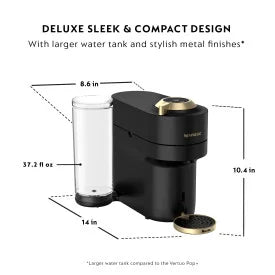 Nespresso Limited-Edition Vertuo Pop Coffee and Espresso Maker by Breville, Matte Black Gold