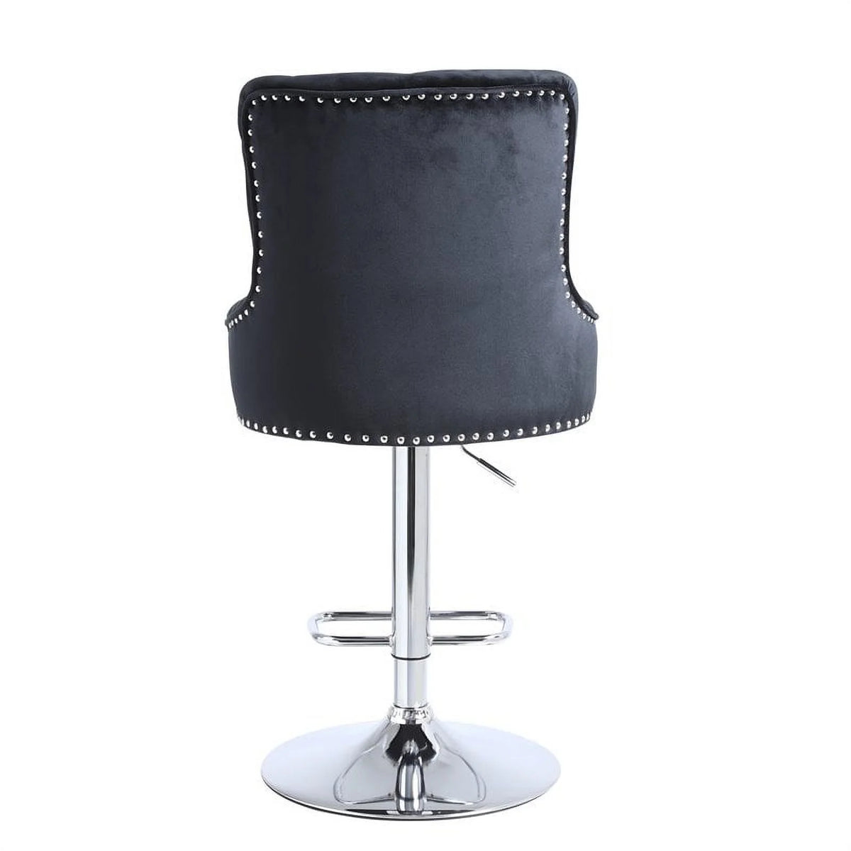 Alexent  2PCS Swivel Bar Stools, High Back, Button Tufted, Silver Footrest and Nailhead Trim Swivel Bar Chairs for Kitchen, Bar Velvet Upholstered Bar Stools, Dark Blue