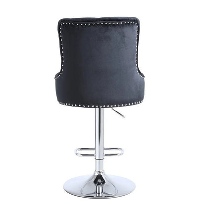 Alexent  2PCS Swivel Bar Stools, High Back, Button Tufted, Silver Footrest and Nailhead Trim Swivel Bar Chairs for Kitchen, Bar Velvet Upholstered Bar Stools, Dark Blue
