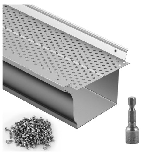 Gutter Guard 5 Inch - Aluminum Leaf Filter, 208ft DIY Gutter Cover - Fits All Roofs