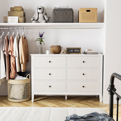 May Color Large White 3 Drawer Dresser Set of 2 with Fluted Panel, Modern Chest of Drawers with Silent Slide Drawers, Wood Accent Nightstand with Storage for Bedroom Living Room, Hallway