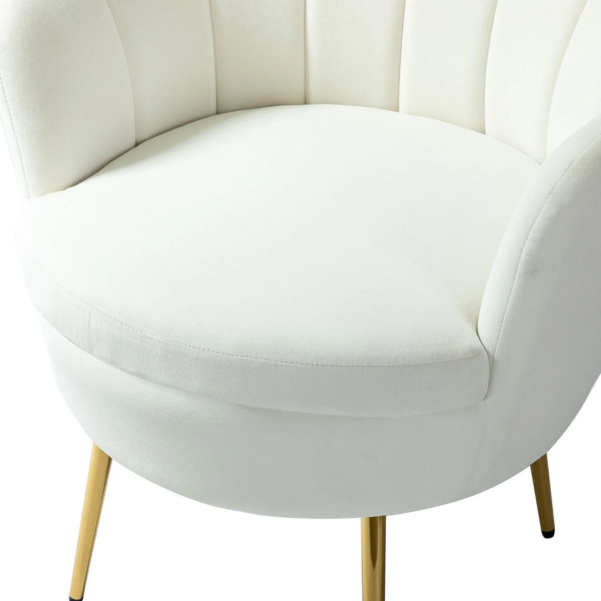 14 Karat Home Seashell Upholstery Barrel Chair with Gold Legs for Living Room, Ivory