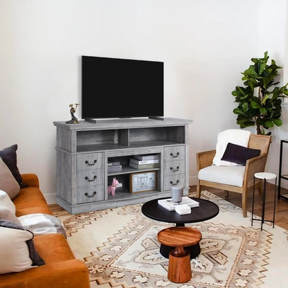 TV Stand for 65 Inch TV, Entertainment Center with Two Glass Barn Doors and Storage Cabinet Table, Farmhouse Style Media Console Table for Living Room(Coffee)