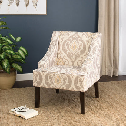 HomePop Classic Swoop Accent Chair - Blue and White Damask