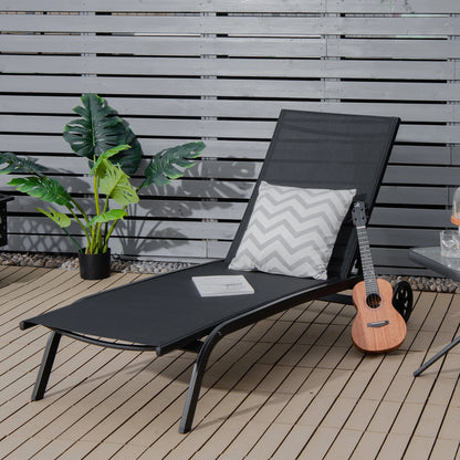 Costway 2PCS Outdoor Adjustable Chaise Lounge Patio 6-Position Recliner Wheels Black